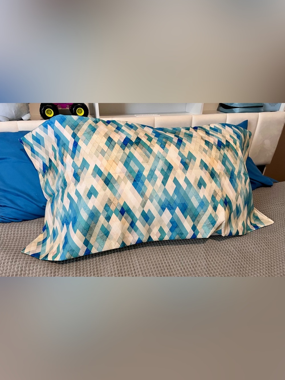Blue Geometric King Pillow Sham Cover